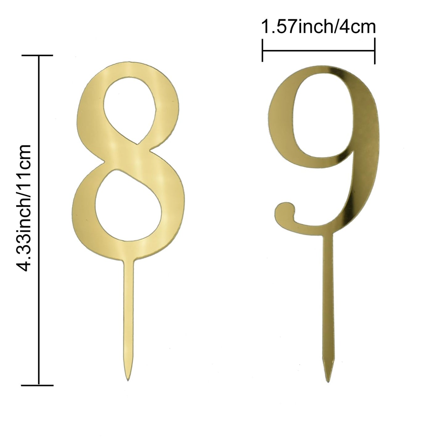 0-9 Number For Cake Topper, 20 Pcs Shiny Gold Acrylic Number Cake Toppers for Birthday Party Wedding Anniversary