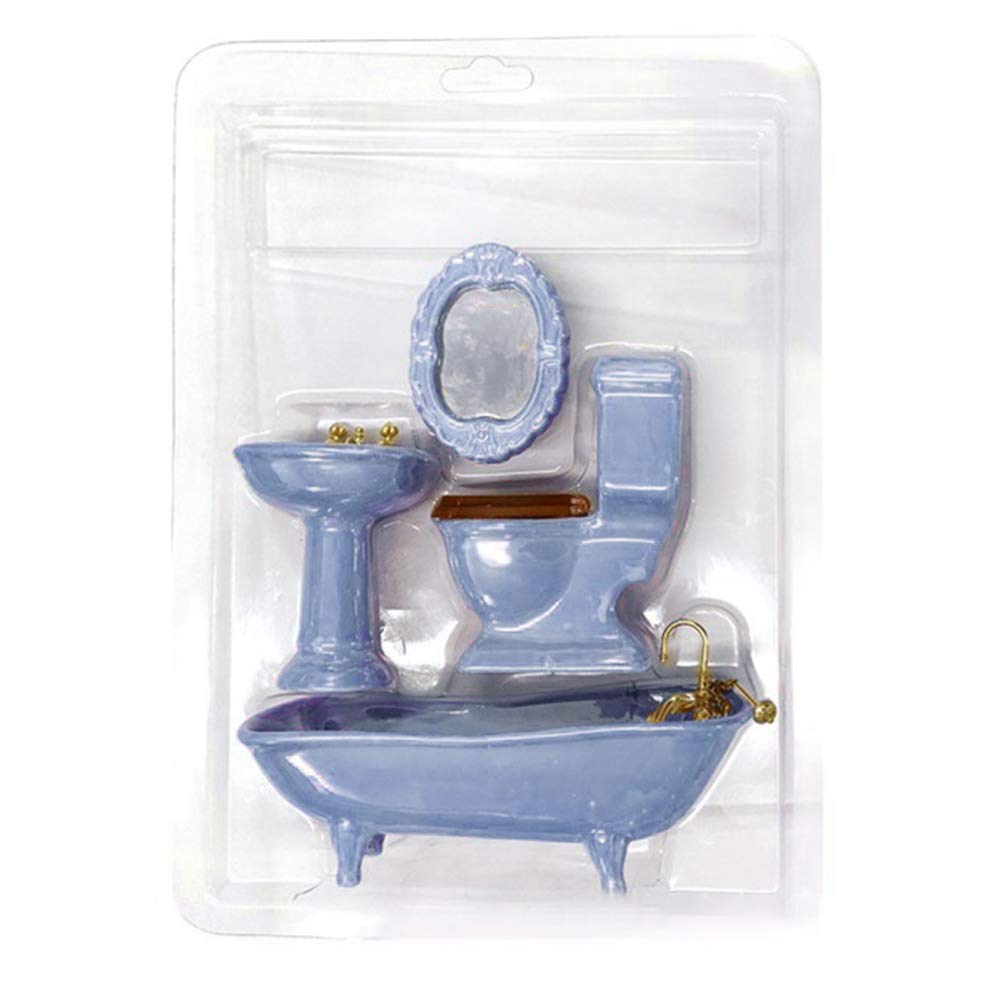 Dollhouse Furniture Miniature Bathroom Set Purple Bathroom Accessories 4PCS-1:12 Scale (Violet)