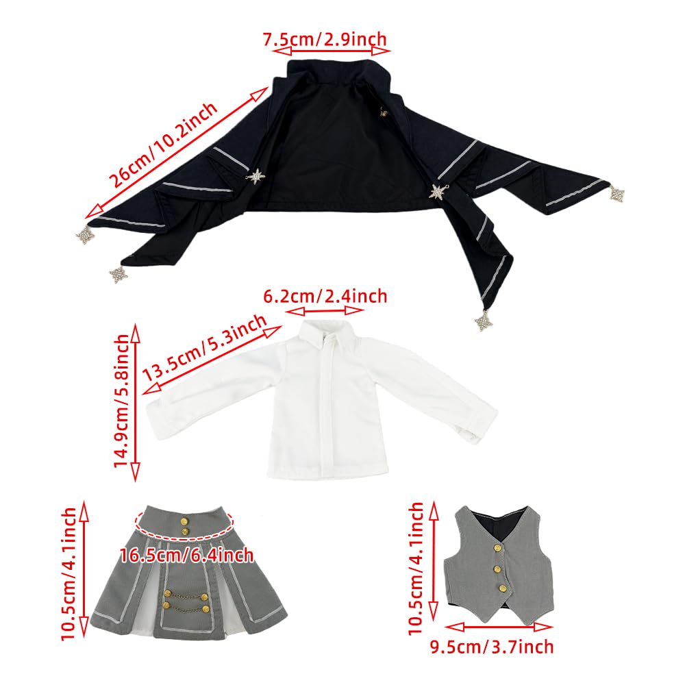 niannyyhouse BJD Doll Clothes for 1/4 Ball Jointed Dolls, Magic Robe Set Suitable for Girls and Boys, Action Figure Dress Up Accessories (Red+Black