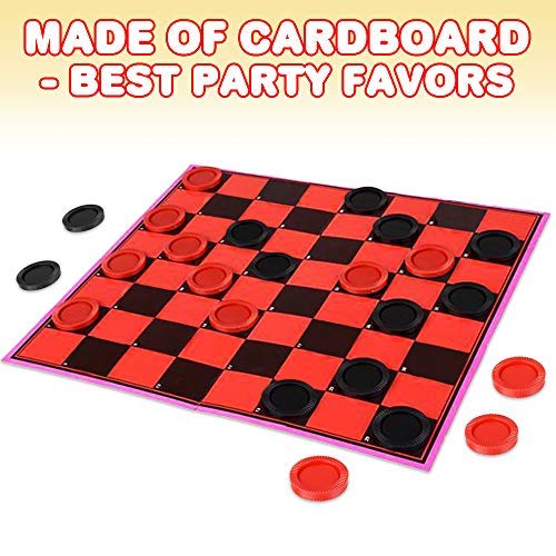 Gamie Checkers Board Game for Kids, Set of 6, Classic Checkers with Red and Black Pieces, Fun Travel Games for Kids and Adults, Cool Birthday Party