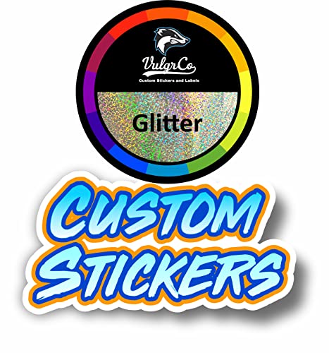 VulgrCo Personalized Custom Individually Die Cut Stickers Decals for Fun, Business, Weddings, Birthdays, Gifts Waterproof (Glitter Stickers)