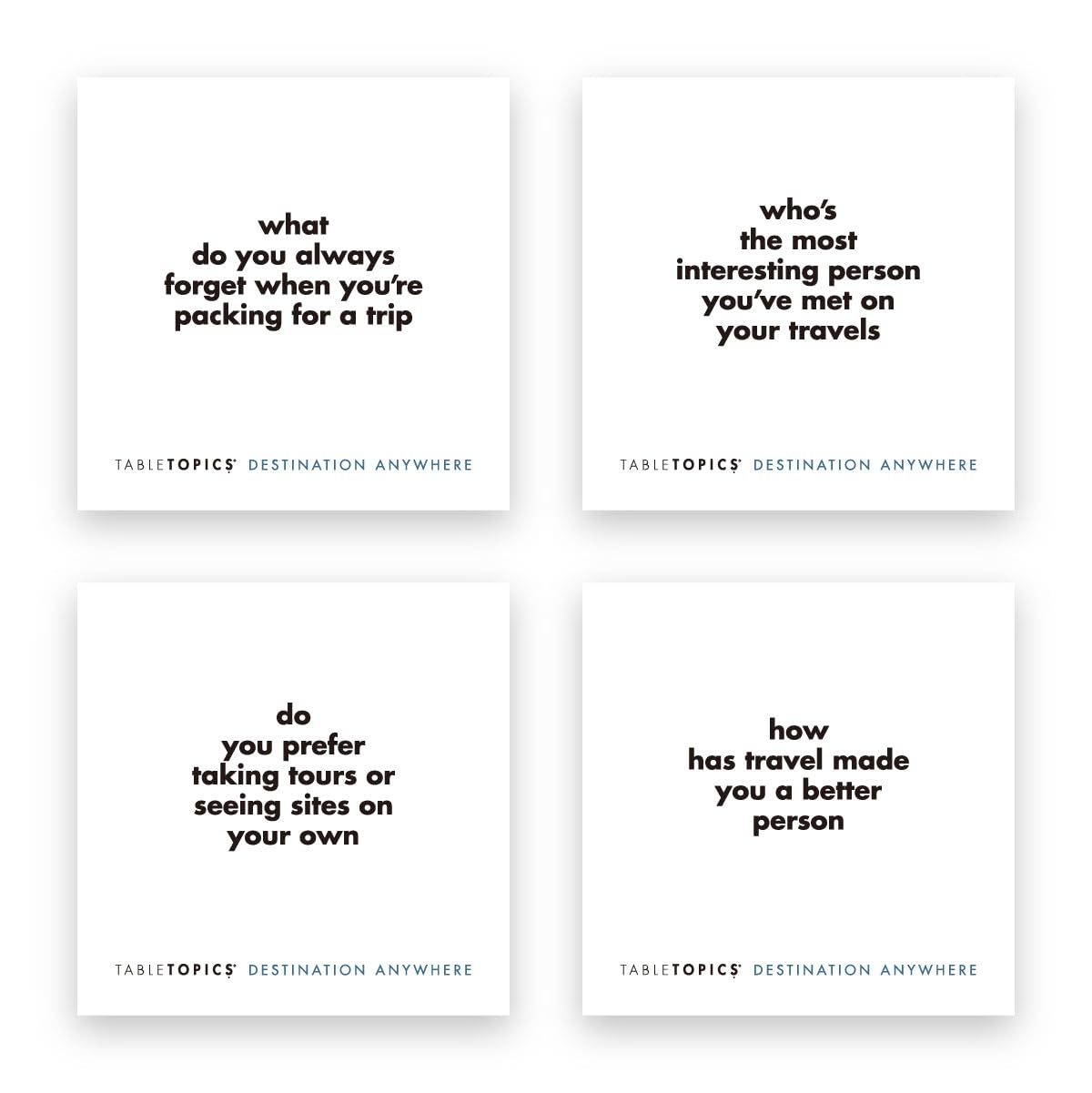 TableTopics Destination Anywhere Question Card Game - 135 Conversation Starter Cards About Travel, Ice Breaker Game for Adult Dinner Parties or
