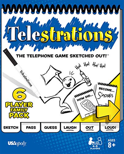 USAOPOLY Telestrations Original 6 Player | Family Board Game | A Fun Family Game for Kids and Adults | Family Game Night Just Got Better | The