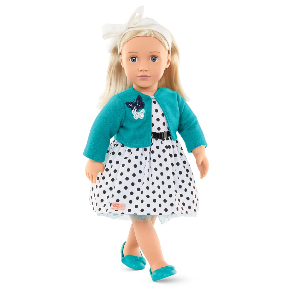Our Generation - 46 cm Retro Doll with a Party Polka Dots Dress - Ruby