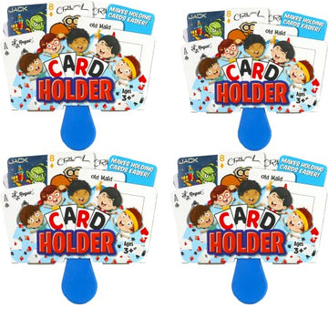 Regal Games 4 Pack Card Holders for Playing Cards - Kids Card Holder with Plastic Paddles - Ideal for Family Fun Game Night and Travel (Ages 3+)
