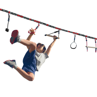 Slackers Ninjaline - 36' Intro Kit - Includes 7 Hanging Attachments - Best Outdoor Ninja Warrior Training Equipment For Kids - Build Your Very Own