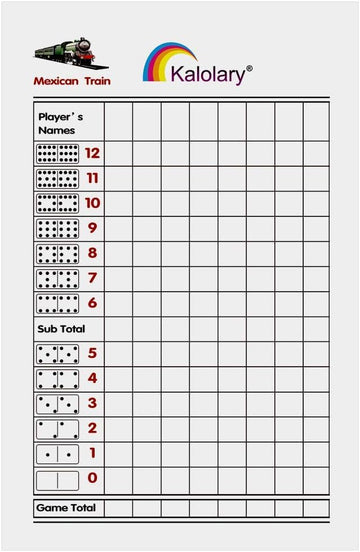 Kalolary Mexican Train Dominoes Scorepad, Domino Score Pads with Tile Images - 200Sheets