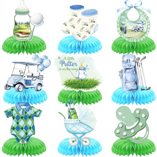 Golf Baby Shower Decorations: 9PCS Golf Centerpieces for Table A Little Putter is on the Way Baby Shower Table Decorations for Sports Theme Gender