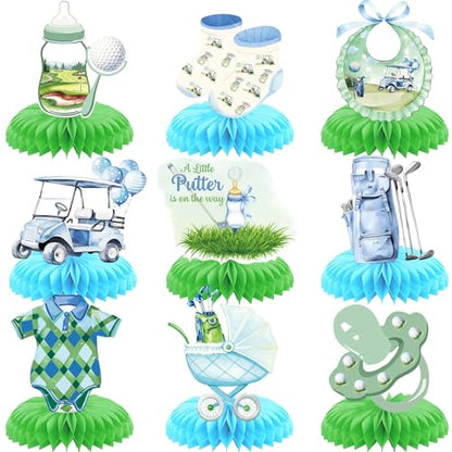 Golf Baby Shower Decorations: 9PCS Golf Centerpieces for Table A Little Putter is on the Way Baby Shower Table Decorations for Sports Theme Gender