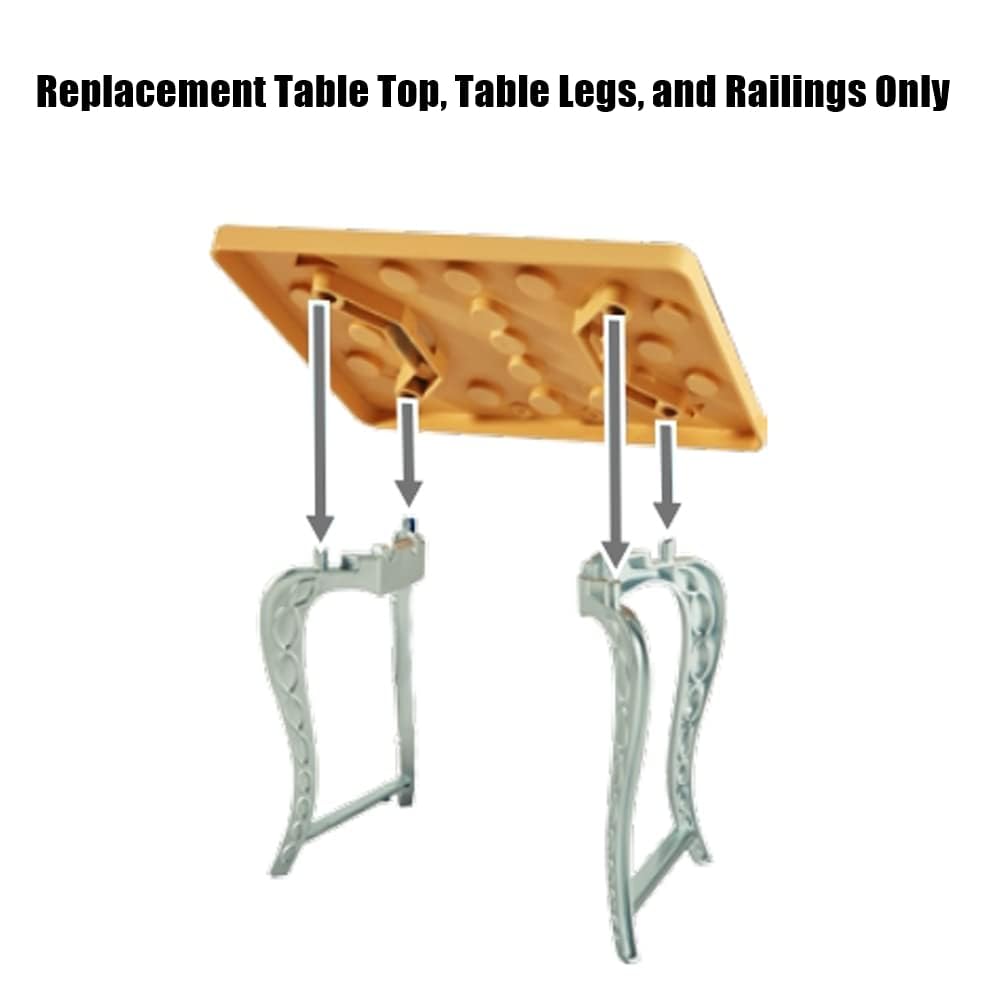 Mattel Replacement Dollhouse Size Brown Table Top, Silver Table Legs and 3 Black Railings for Barbie Dream-House Playset - CJR47