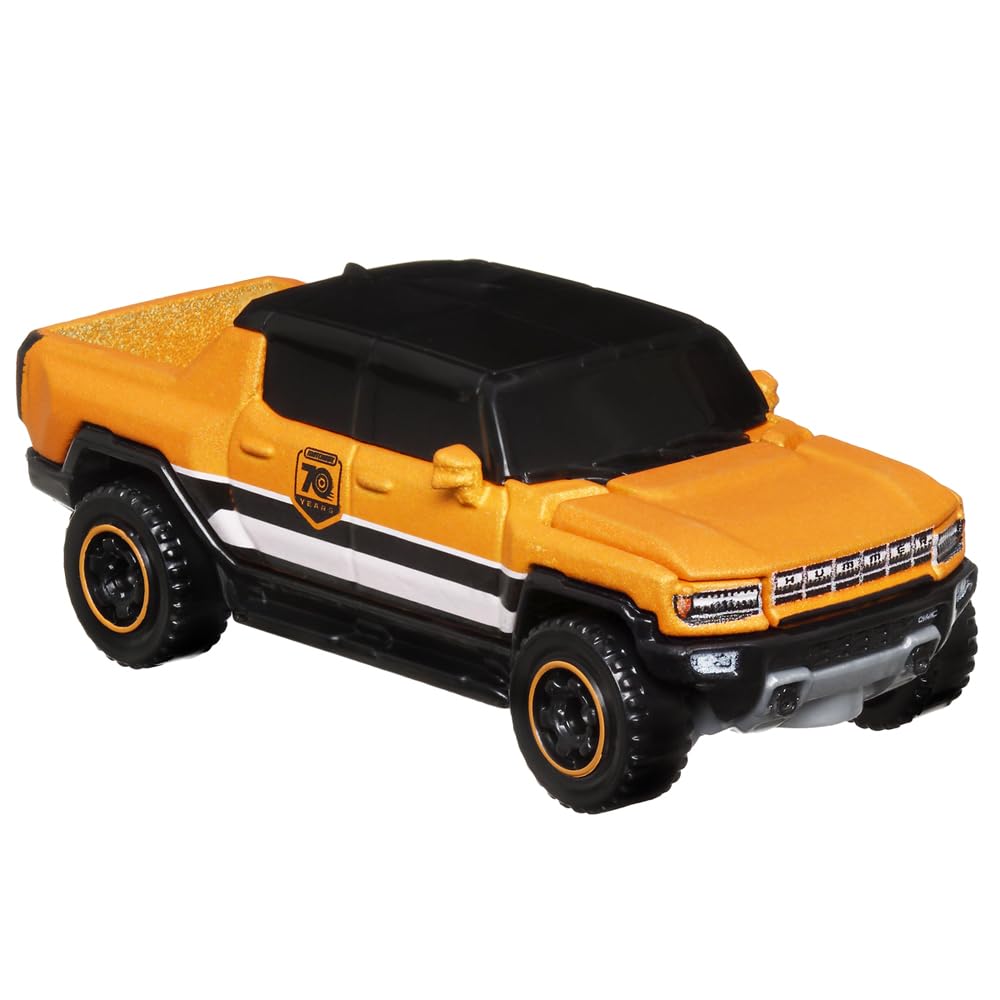 Matchbox Moving Parts 70 Years Special Edition Die-Cast Vehicle - HMV12 ~ Inspired by 2022 Hummer EV ~ 3/5 Orange and Black