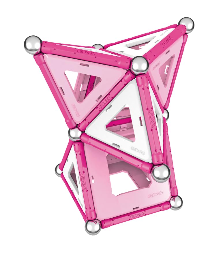 Geomag - Pink - 68-Piece Magnetic Building Set, Certified STEM Construction Toy, Safe for Ages 3 and Up (342)