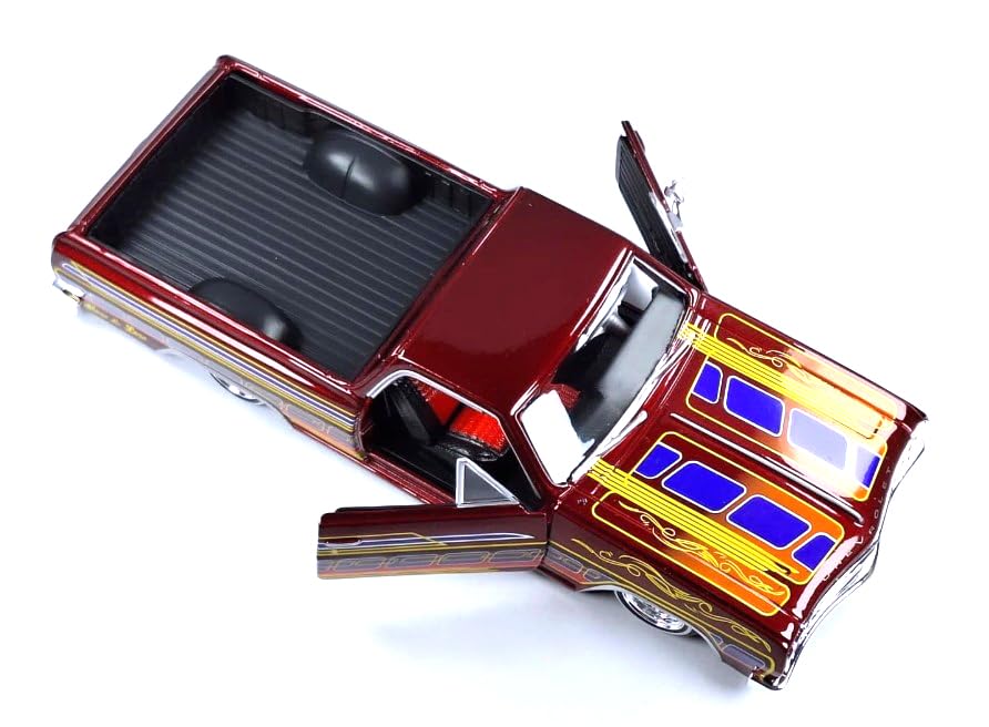 1965 El Camino Lowrider Candy Red Metallic with Graphics Lowriders Series 1/25 Diecast Model Car 32543CRD