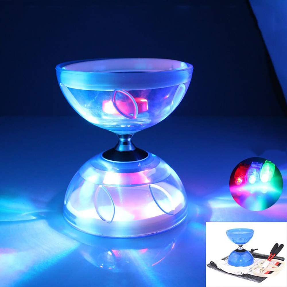 Diabolo Chinese Yoyo Set ,Triple Bearing Diabolo Chinese Yo-yos Juggling Toys Colorful LED Diabolo with Diablo Sticks, Diabolo String&Net Bag, Easier