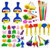 Himeeu 53 Pcs Paint Sponge Brush Sets, Kids Art Tool Kits, DIY Crafts Drawing Tools,Round Sponges,Color Randomly