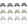 Soochat Happy New Year Headband Tiara New Years Eve Party Supplies Gold Silver Black 12 Pieces