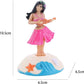 Pink Solar Powered Dancing Hawaiian Girl with Grass Skirt - Swinging Head Doll for Car Dashboard and Desktop Ornaments, Decorations