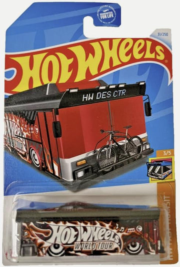 Hot Wheels Ain't Fare, HW Fast Transit 3/5 (Black/Red) - Bus - Die-cast Metal - 1:64 Scale - Pull-Back Action - Manual Winding - Kids - Children