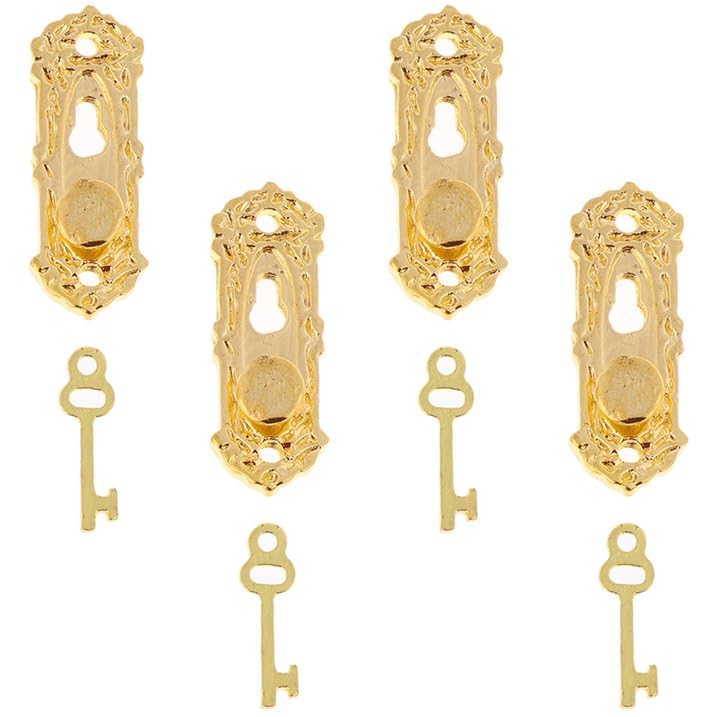 Gold 1/12 Miniature Door Knob Lock and Key Dollhouse Decoration Accessories?Dollhouse Accessories?Dollhouses Décor