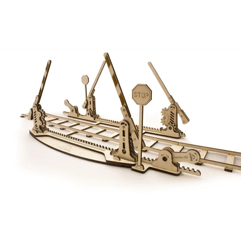 Rails by Ugears: Self Propelled Modular Mechanical Model, 3D Wooden Puzzle for Self Assembly Without Glue, Brainteaser for Kids, Teens and Adults