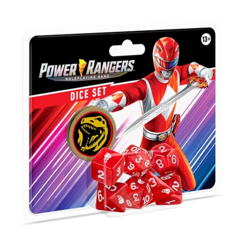 Renegade Game Studios Power Rangers RPG Dice Red 8-Piece Polyhedral Set