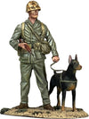 W. Britain Jack Tars & Leathernecks 13029 U.S. Marine Dog Handler World War 2 Pacific 1:30 Scale Metal (Approximately 2.5 INCHES Tall)