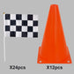 Racing Car Birthday Party Decoration - 12 orange cones (7", holes on top) & 24 flags. Suitable for quick center decorations for race-themed events