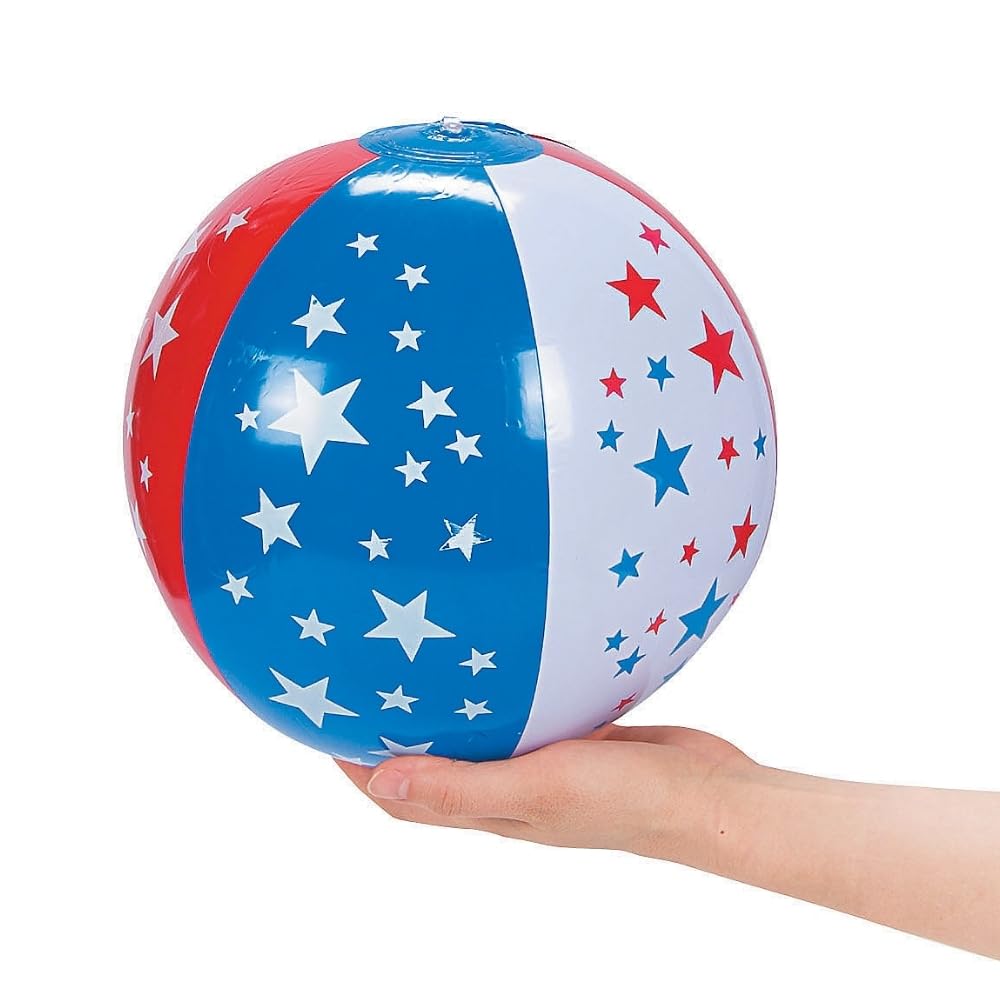 Fun Express Patriotic Beach Ball for Fourth of July (Set of 12) Red, White and Blue