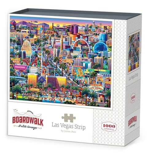Boardwalk Las Vegas Strip 1000 Piece Jigsaw Puzzle Colorful Nevada Travel Puzzles with Premium Box, Gift for Adults and Family 19"x26"