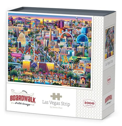 Boardwalk Las Vegas Strip 1000 Piece Jigsaw Puzzle Colorful Nevada Travel Puzzles with Premium Box, Gift for Adults and Family 19"x26"