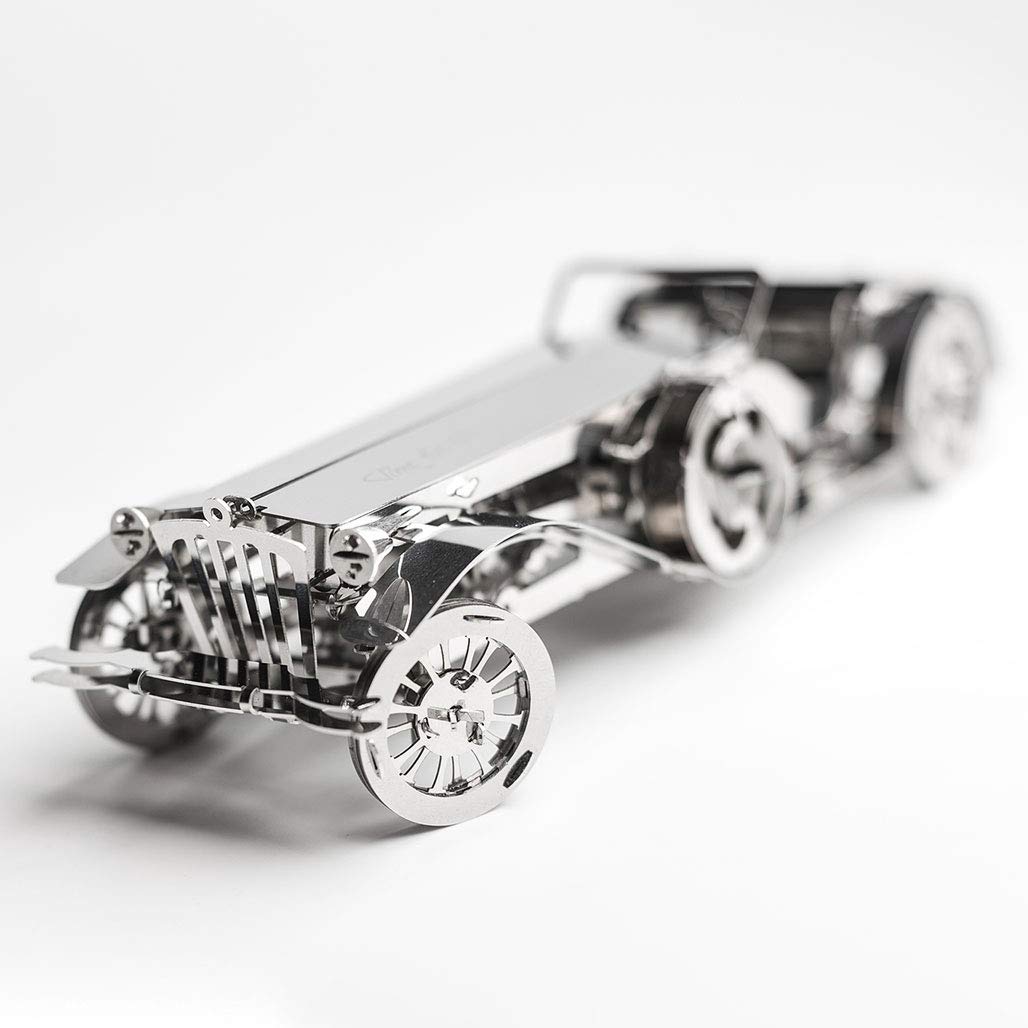 Model Car Kit 3D Model kit Glorious Cabrio2 - Moving Wind-Up Retro Car Collectible | 3D Puzzle for Adults - Metal DIY Kit | DIY Construction Set