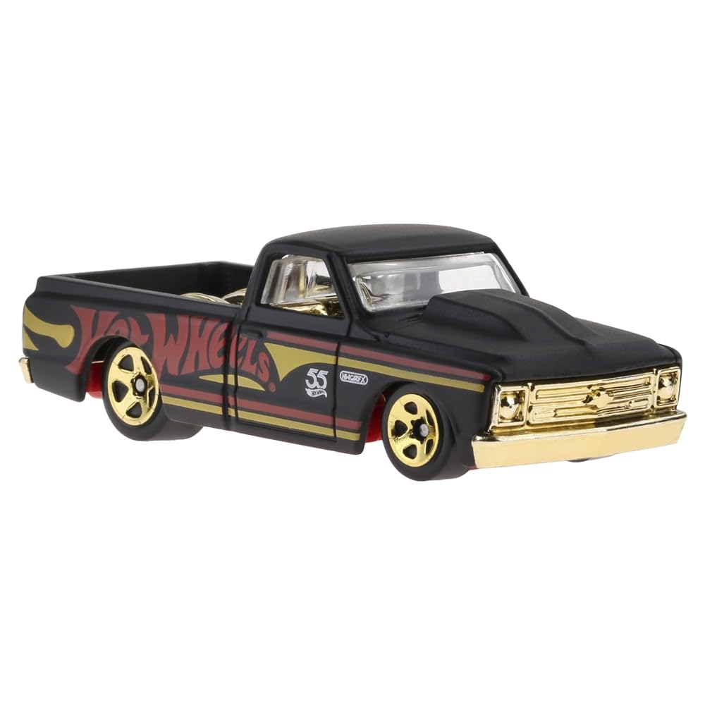 Hot Wheels Die-Cast Collectible Vehicle - 55th Anniversary Black and Gold Edition ~ Inspired by '67 Chevy C10 Pickup ~ 1/6