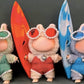 Clothes for Labubu 4-Piece Summer Swimwear Set - Quick-Dry Fabric with Swimsuit,Surfboard,Necklace & Sunglasses,Perfect for 17cm Dolls(No Doll) (Red)
