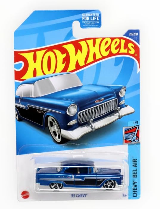 Hot Wheels '55 Chevy [Blue] Bel Air 1/5, 20/250, 1:64 Scale Diecast Vehicle