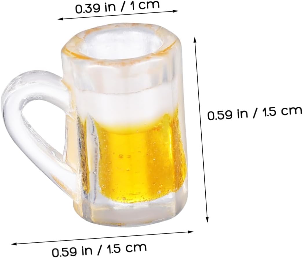 12PCS Mini Plastic Beer Mug Decorations - Dollhouse Resin Drink Cups for Keychain Accessories, DIY Craft Projects, Tableware Display, Miniature Scene