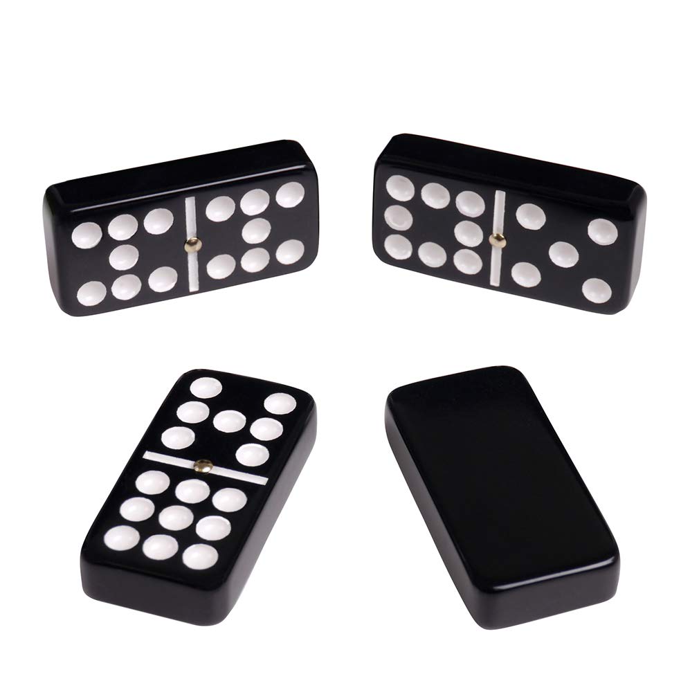 Silverman & Co. Double 9 Large Black Domino Set - Purple Case
