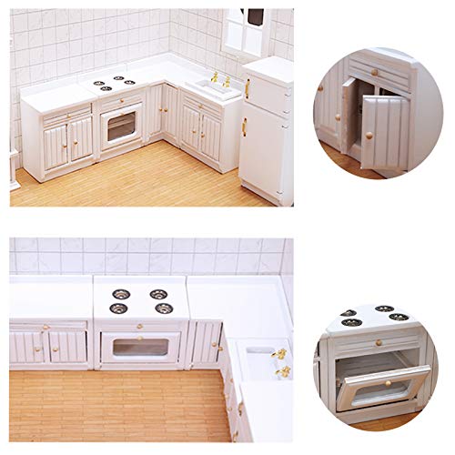 1:12 Scale Mini Wooden Furniture Miniature Kitchen Furniture Set Mini House Accessories Furniture Model for Birthday Gifts