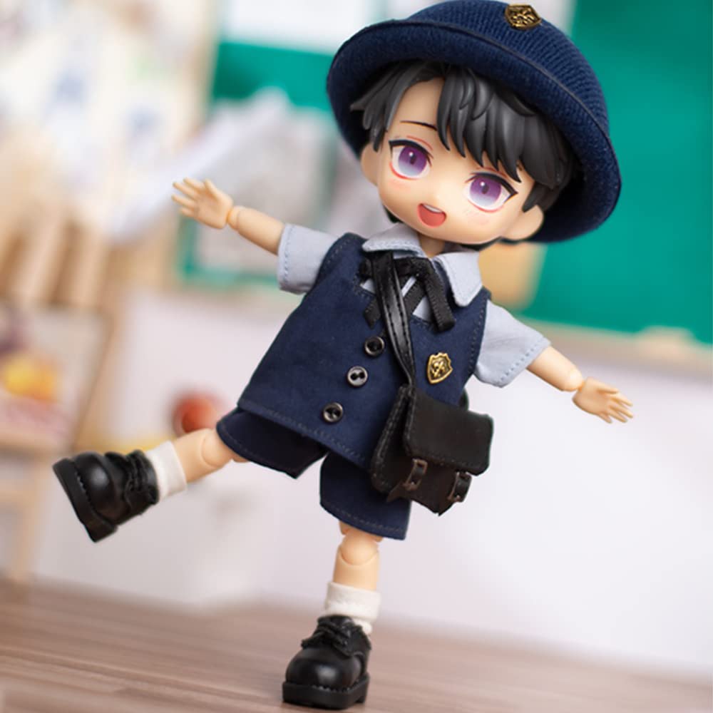 niannyyhouse Ob11 Matte Round Head Vintage Leather Shoes 1/12 BJD Doll Body Accessories (Light Brown)
