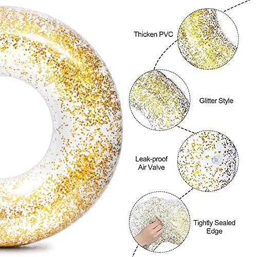 Anas Pool Floats Rings, Inflatable Swimming Pool Floating Rings, Summer Fun Glitter Multicolor Swim Tube Pool Floaties, Summer Outdoor Floats 3 Pack