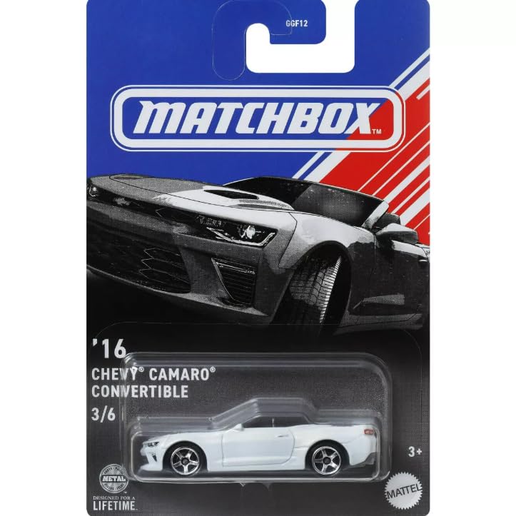 Matchbox 1:64 Scale Diecast '16 Chevy Camaro Convertible, White, 3/6 Series