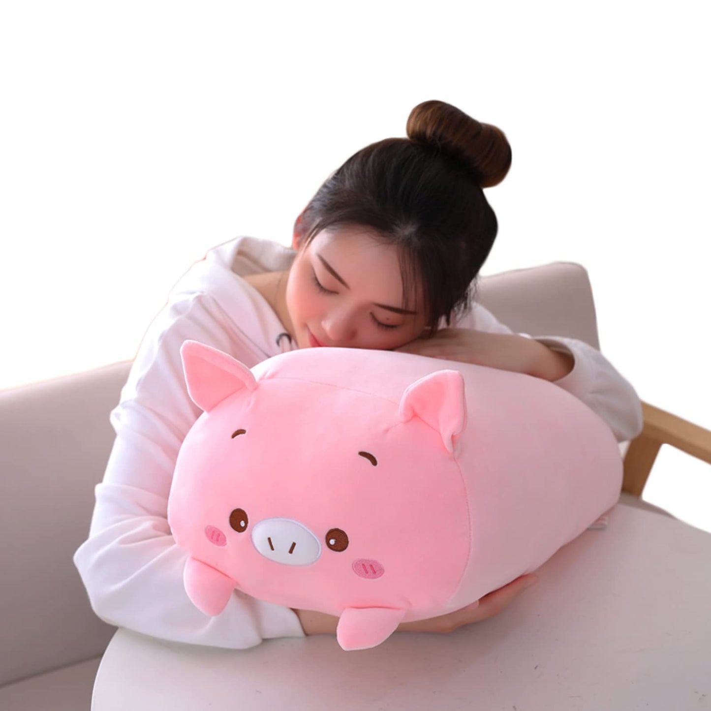 hitoshe Pig Plush Stuffed Animal, Cute Pink Pig Plushie Toy Gifts for Kids Birthday, Valentine, Christmas, 8inch