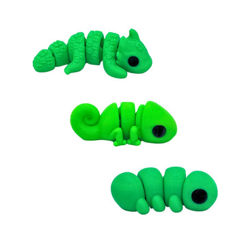 10-Piece Mini Fidget Green Animals - Cute Little Articulated Fidget Toy Figures, Flexible, Fun for Office, Class, Work, or Decoration
