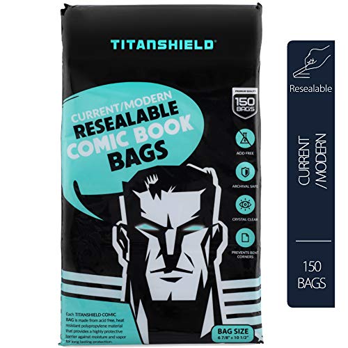 TitanShield Current/Modern Size Resealable Comic Book Bags (150 Count)