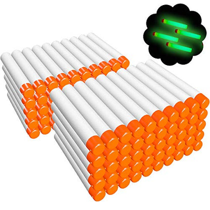 AMOSTING 100PCS Glow in Dark Refill Darts Compatible with Nerf Blasters
