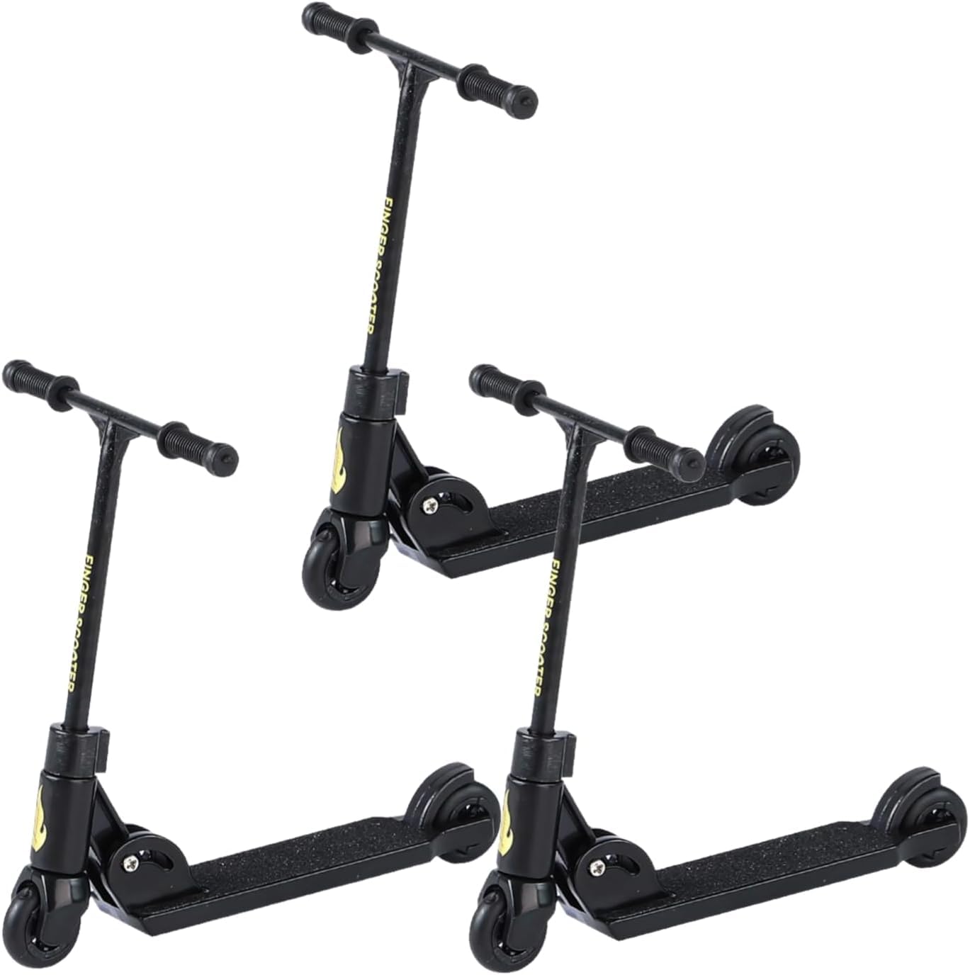 3Pcs Black T Head Finger Scooter,2-Wheeled Scooter,Foldable Finger Scooters with Brake,Finger Board Accessories,Educationa,Finger Toys,Non-Slip Fun