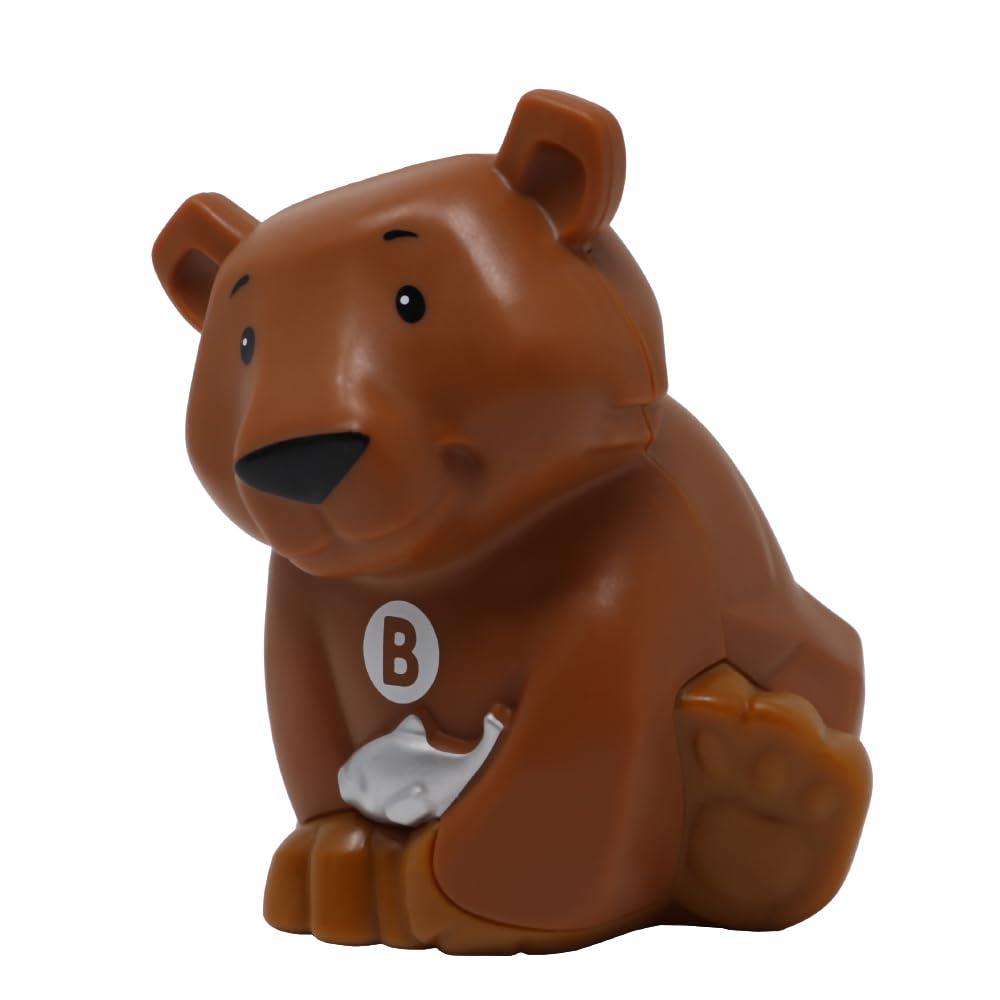 Fisher-Price Replacement Part for Collectible Little People Alphabet Fun Zoo Safari Farm Playset JGR92 - Replacement Letter B Brown Bear with Fish