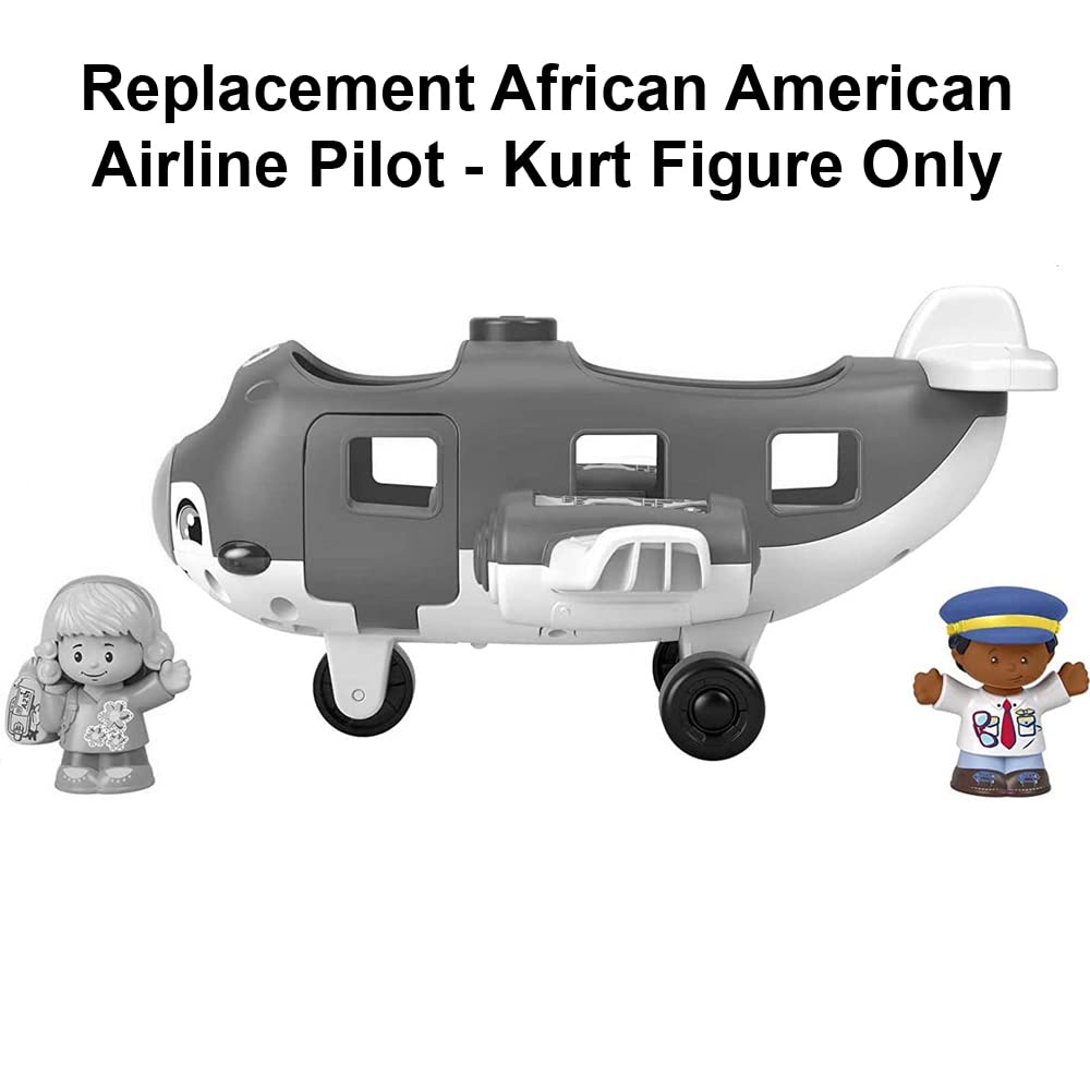 Fisher-Price Replacement Part Little People Travel Together Airplane Playset DJB53 - Replacement African American Airline Pilot Kurt Figure