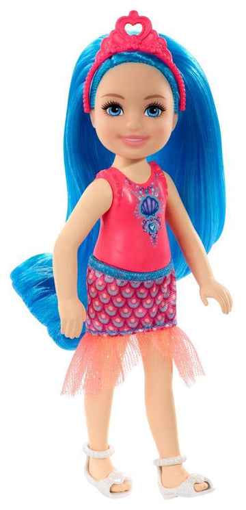 Barbie Dreamtopia Chelsea Sprite Doll, 7-inch, with Blue Hair Wearing Fashion and Accessories, Multi (GJJ94)