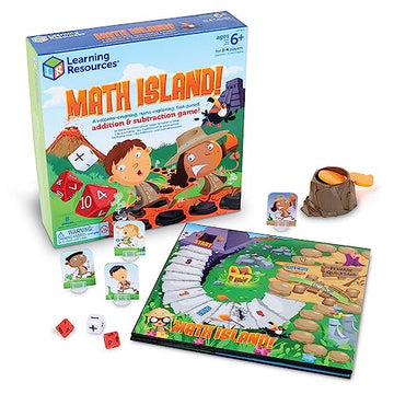 Learning Resources Math Island Addition & Subtraction Game - Math Manipulatives, Educational Board Toys, Classroom Flash Cards , Volcano Toy, STEM