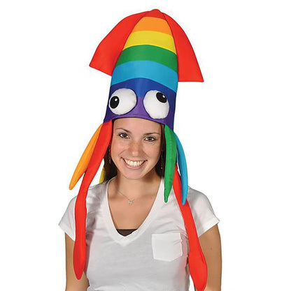 The Dreidel Company Rainbow Squid Hat, Party Accessory, Party Favor, Outfit Accessories Party Supply, Hilarious hat features giant bulging eyes